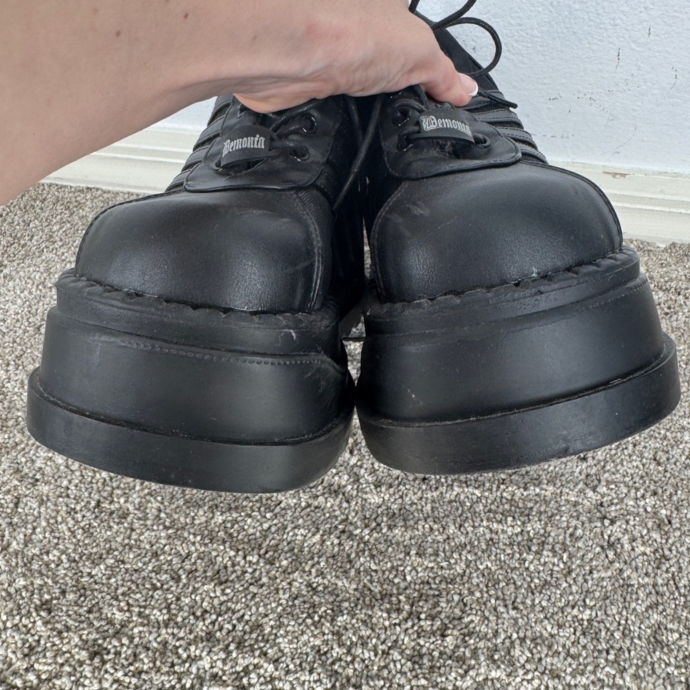 Demonia Stomp-08 Black Wedge Platform Sneakers Womens Chunky Goth Shoes 5 Inch - Picture 6 of 8